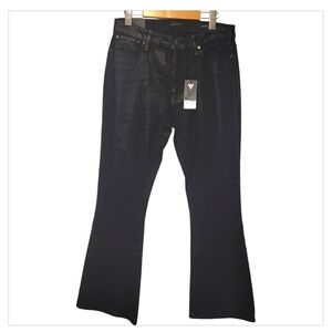 GUESS Womens Black Coated High Rise Sexy Flare Jeans NWT